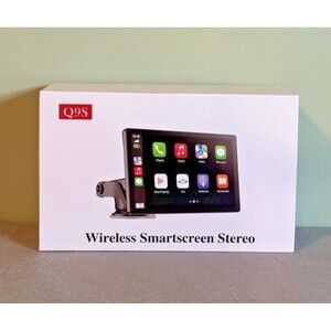 Wireless Q9S Apple Carplay Screen for Car 4K Dash Cam, 9" Portable, GPS - READ